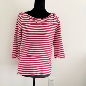 kate spade Pink and White Striped Boatneck Long Sleeve Top